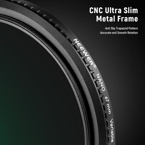 니워 Neewer HD Variable ND Filter (67mm, 3 to 7-Stops)