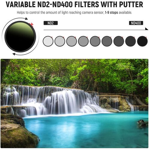 니워 Neewer Variable ND Filter (55mm, 1 to 9-Stop)