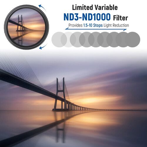 니워 Neewer ND3-ND1000 Variable ND Filter (67mm, 1.5 to 10-stop)