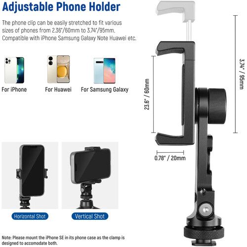 니워 Neewer Metal Cell Phone Tripod Mount Adapter