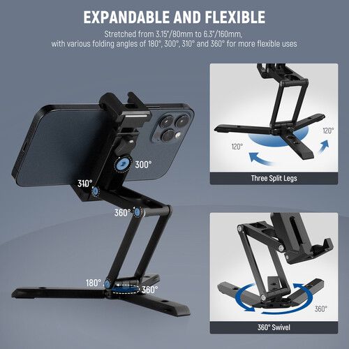 니워 Neewer Smartphone Table Stand/Tripod Mount with Cold Shoes