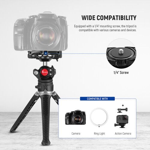 니워 Neewer TS006 Mini Camera Tripod for GoPro and iPhone with Ball Head