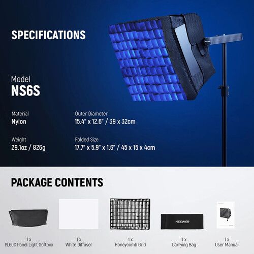 니워 Neewer NS6S Softbox for PL60C RGB LED Light Panel (15.4 x 12.6