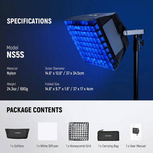 니워 Neewer Softbox with Grid for RGB1200 (13.6 x 14.6