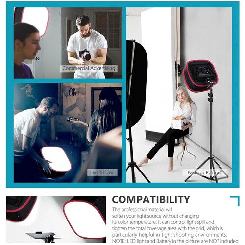 니워 Neewer Collapsible Softbox with Straps & Grid for 480/530/660 LED Lights