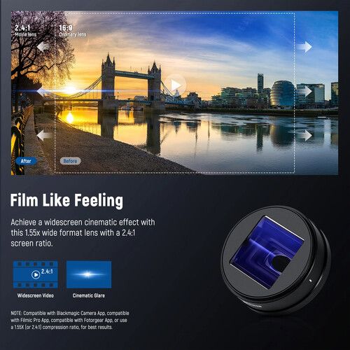 니워 Neewer 1.55x Blue Anamorphic 17mm Phone Lens