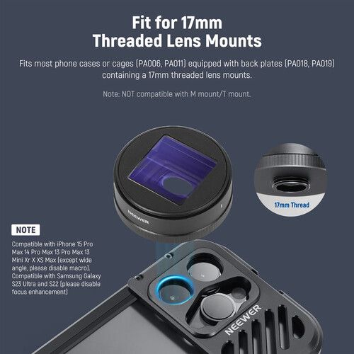 니워 Neewer 1.55x Blue Anamorphic 17mm Phone Lens