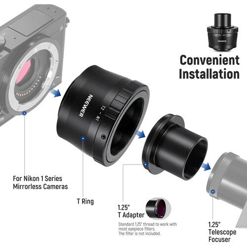 니워 Neewer T-Mount Adapter Kit for Select Nikon Cameras