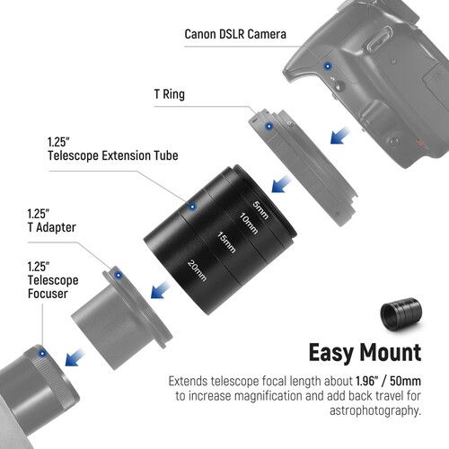 니워 Neewer LS-T6 4-Piece Extension Tube Telescope Accessory Kit
