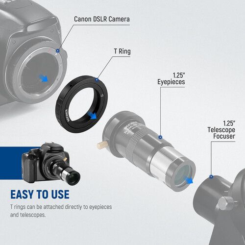 니워 Neewer T-Ring with M42 Thread for Canon EOS EF-Mount Cameras