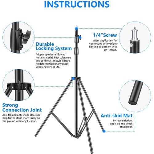 니워 Neewer Heavy-Duty Spring-Cushioned Light Stand (9.8')