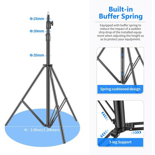 니워 Neewer Heavy-Duty Spring-Cushioned Light Stand (9.8')