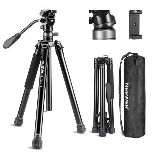 니워 Neewer TP61 Fluid Head Video Travel Tripod with Leveling Base