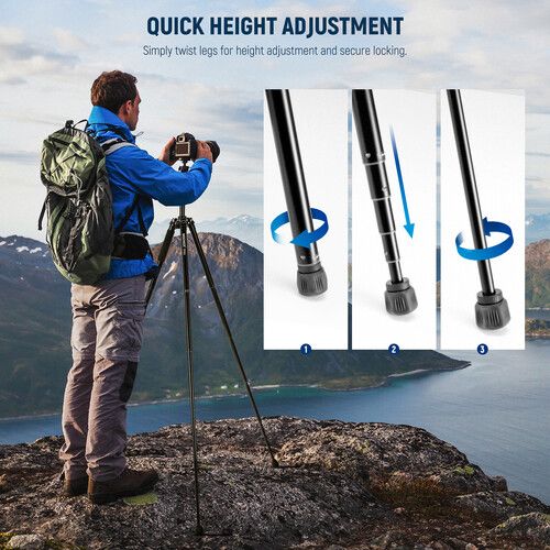 니워 Neewer TP61 Fluid Head Video Travel Tripod with Leveling Base