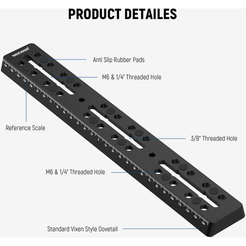 니워 Neewer Rail Bar Vixen-Style Dovetail Plate for Telescopes (11.8