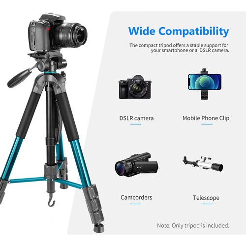 니워 Neewer Portable Aluminum Tripod/Monopod with Pan Head (Blue)