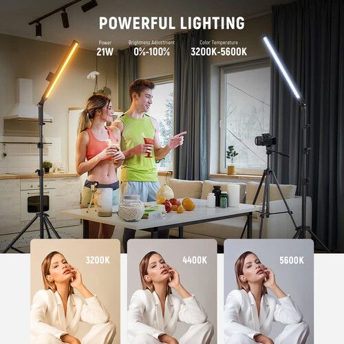 니워 Neewer BH20B Upgraded LED Video Light Stick Kit (2-Pack)