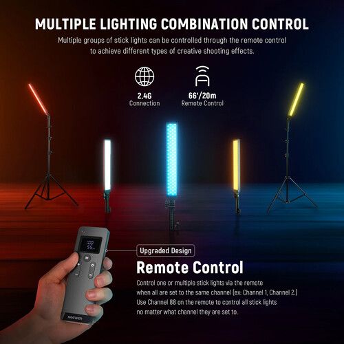 니워 Neewer BH20B Upgraded LED Video Light Stick Kit (2-Pack)