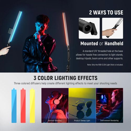 니워 Neewer BH20B Upgraded LED Video Light Stick Kit (2-Pack)