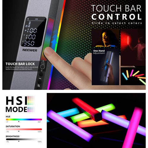 니워 Neewer RGB1 Magnetic Handheld LED Light Stick (Silver, 9.8