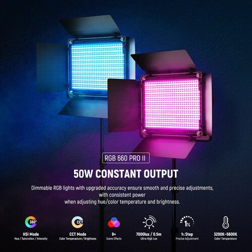 니워 Neewer Upgraded RGB 660 PRO II LED Video Light Kit (2-Pack)