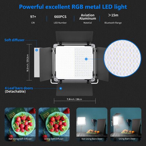 니워 Neewer 660 RGB LED Video 2-Light Kit with App Control