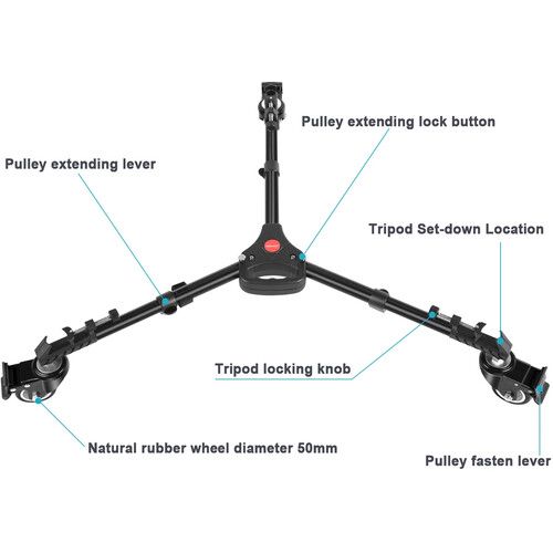 니워 Neewer NW-600 Heavy-Duty Tripod Dolly (Medium)