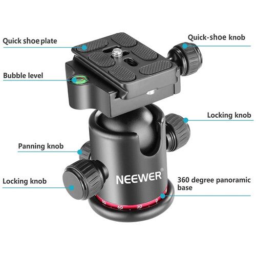 니워 Neewer Arca-Type Ball Head with QR Plate (Blue and Black)