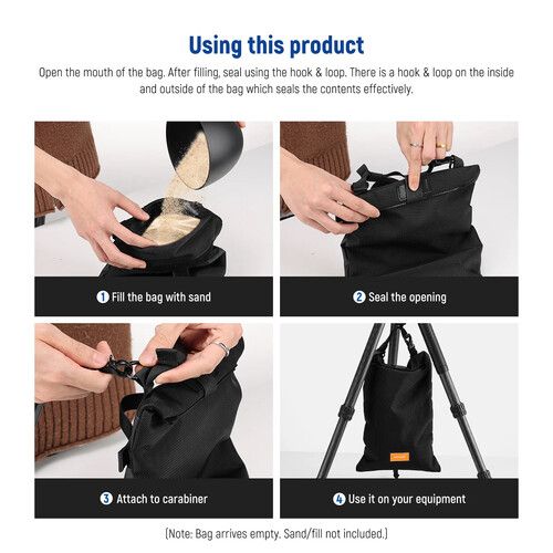 니워 Neewer Sandbag with Shoulder Strap (15 lb, Black)