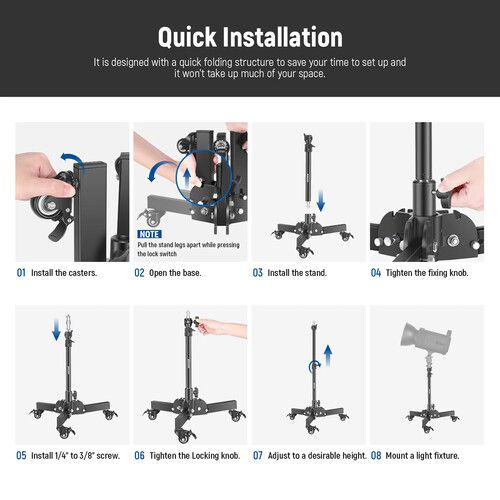 니워 Neewer Wheeled Base Light Stand (2-Pack)