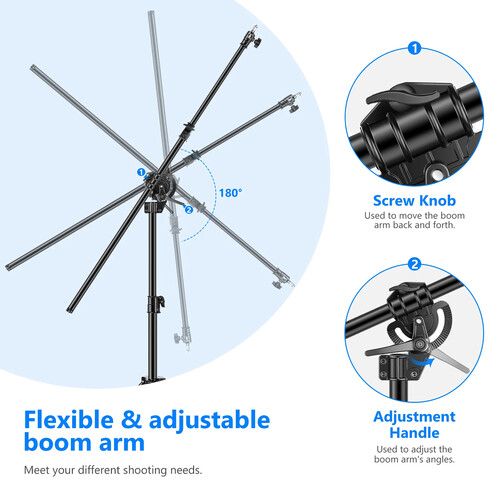 니워 Neewer Aluminum Light Stand with Built-In Boom Arm (9.7')