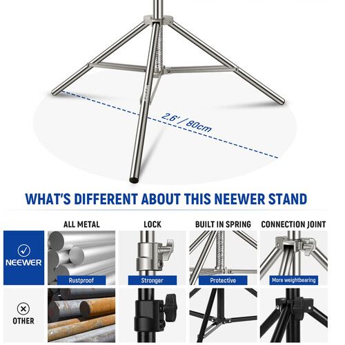 니워 Neewer Stainless Steel Photography Light Stand (9.2')