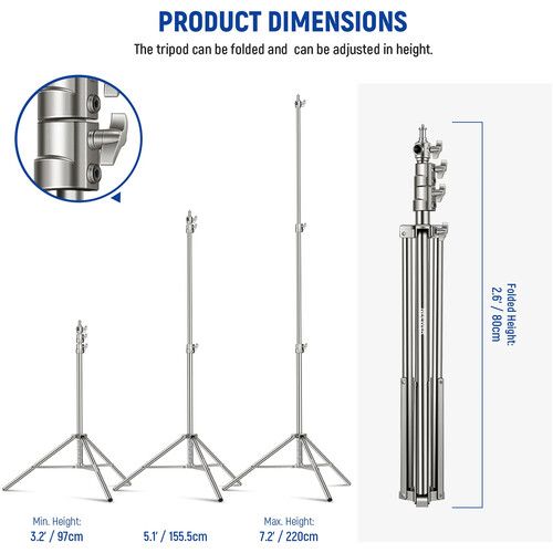 니워 Neewer Stainless Steel Photography Light Stand (9.2')