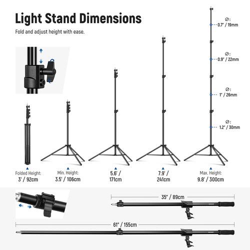 니워 Neewer Heavy-Duty Light Stand with Sandbag (9.84')