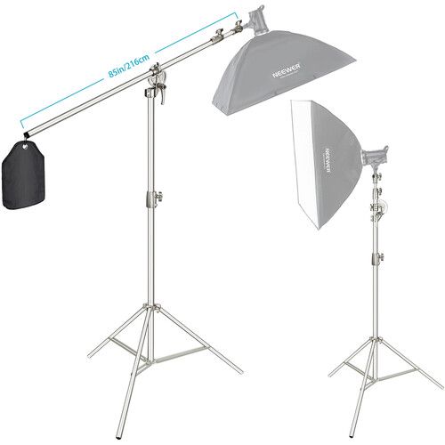 니워 Neewer Photo Studio 2-in-1 Light Stand with Boom Arm (12.6')