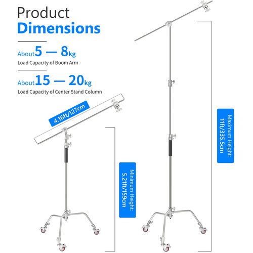 니워 Neewer Pro Metal C-Stand with Wheels (10.8')