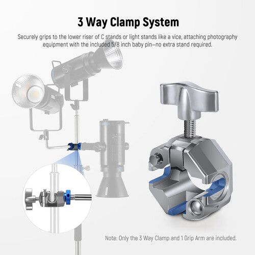 니워 Neewer UA045 3-Way Clamp for C-Stand