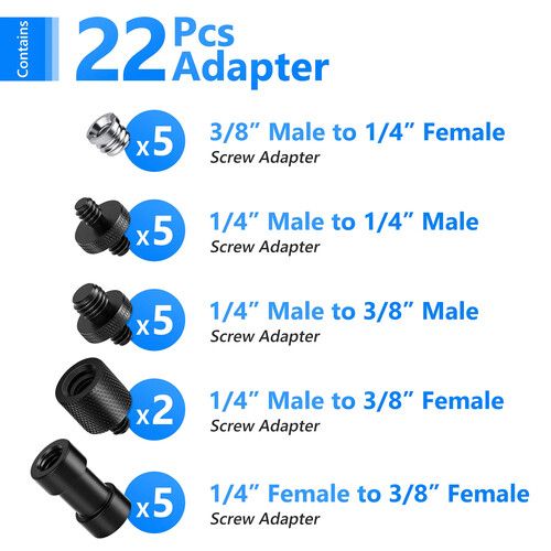 니워 Neewer ST29 Camera Screw Adapter Set (22-Piece)