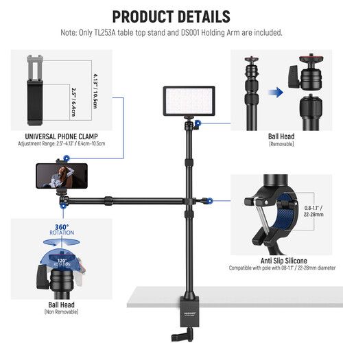 니워 Neewer TL253A Tabletop Stand with Telescopic Arm