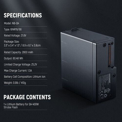 니워 Neewer Battery Pack for Q4 TTL Flash Strobe