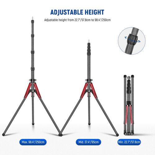 니워 Neewer ST250R Carbon Fiber Light Stand (98.4