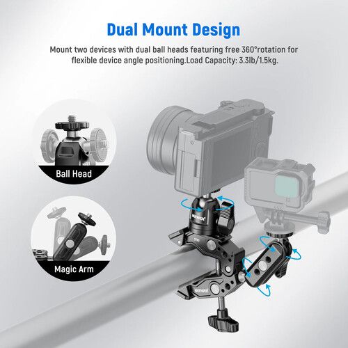 니워 Neewer ST85 Super Clamp with Dual Ball Head Magic Arm