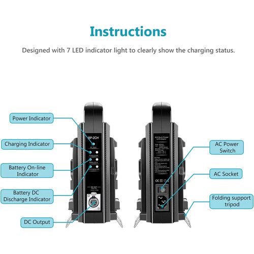 니워 Neewer Dual-Channel V-Mount Battery Charger with XLR Output