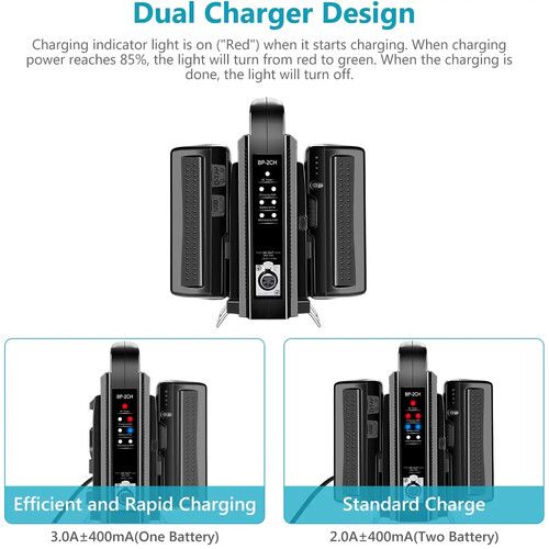 니워 Neewer Dual-Channel V-Mount Battery Charger with XLR Output