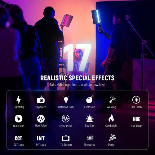 니워 Neewer RGB1 Magnetic Handheld LED Light Stick with Barndoors (Silver, 9.8