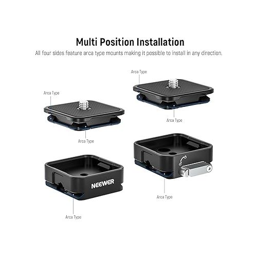 니워 NEEWER Arca Type Quick Release Plate Kit, Four Side Slot Compatible with Arca Swiss Camera Mount Adapter with 1/4” 3/8