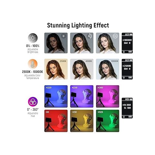 니워 NEEWER RGB Video Light, SL90 12W 4300mAh Battery 360° Full Color 18 Light Scenes, 2500~10000K CRI97+ On Camera Light Panel Aluminum Alloy Body, App & 2.4G Control for YouTube/TikTok/Vlog/Photography