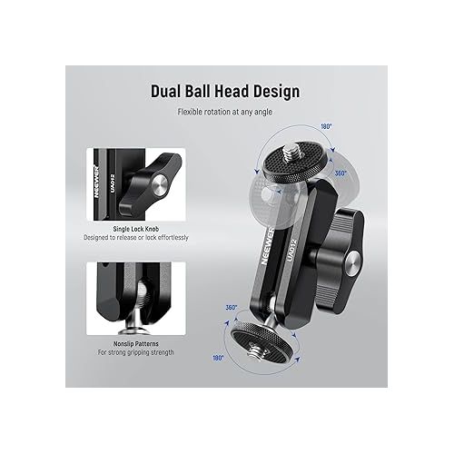 니워 NEEWER Flexible Articulating Magic Arm with Dual Ball Heads, CNC Machined Aluminum Alloy with 1/4