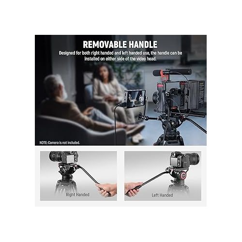 니워 NEEWER 74 Inch Pro Video Tripod with Fluid Head, QR Plate Compatible with DJI RS Gimbals Manfrotto, Durable Camera Tripod with Telescopic Handle Scaled Base for DSLR, Max. Load 17.6 lb/8 kg, TP74