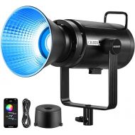 NEEWER CB200C 200W RGB COB LED Video Light, APP/2.4G Control 360° Full Color 2500K-7500K 23000lux/m 17 Scenes Bowens Mount Silent Continuous Output Lighting TLCI/CRI97+ for Photography Video Recording